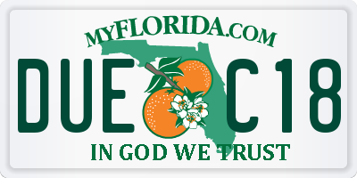 FL license plate DUEC18