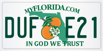 FL license plate DUFE21