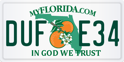 FL license plate DUFE34