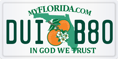 FL license plate DUIB80