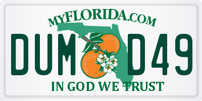FL license plate DUMD49