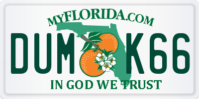 FL license plate DUMK66