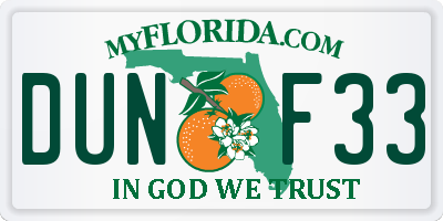 FL license plate DUNF33