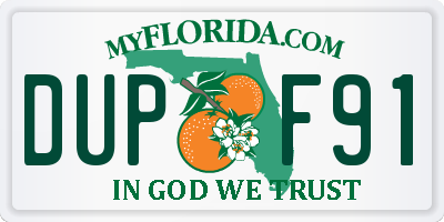 FL license plate DUPF91