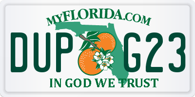 FL license plate DUPG23