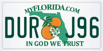FL license plate DURJ96