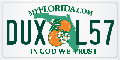FL license plate DUXL57