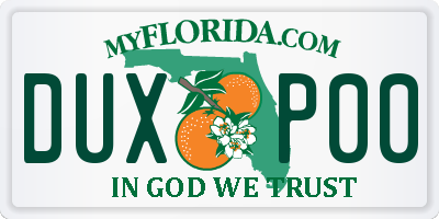FL license plate DUXP00