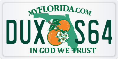 FL license plate DUXS64