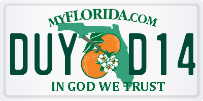 FL license plate DUYD14