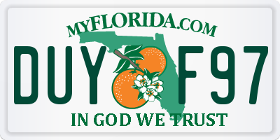 FL license plate DUYF97