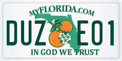 FL license plate DUZE01