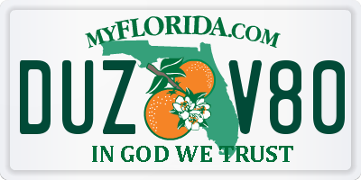 FL license plate DUZV80