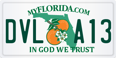 FL license plate DVLA13