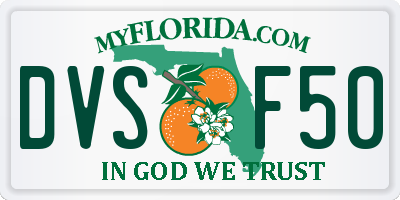 FL license plate DVSF50