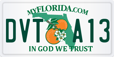 FL license plate DVTA13
