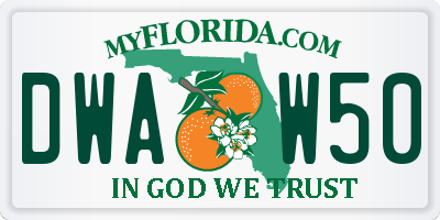 FL license plate DWAW50