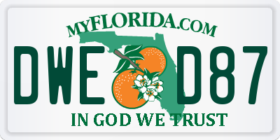 FL license plate DWED87