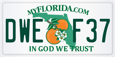 FL license plate DWEF37