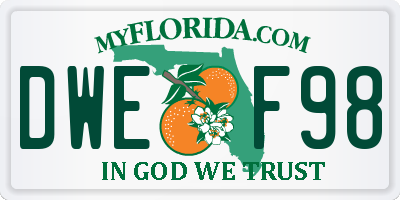 FL license plate DWEF98