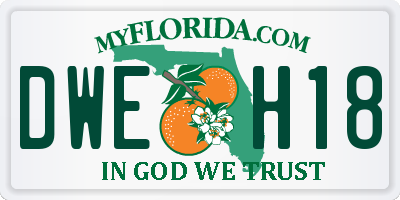 FL license plate DWEH18