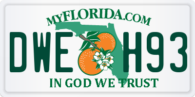 FL license plate DWEH93