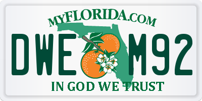 FL license plate DWEM92