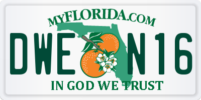 FL license plate DWEN16