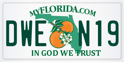FL license plate DWEN19