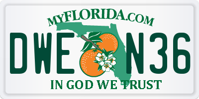 FL license plate DWEN36