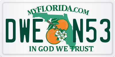 FL license plate DWEN53