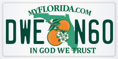 FL license plate DWEN60