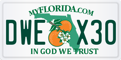 FL license plate DWEX30