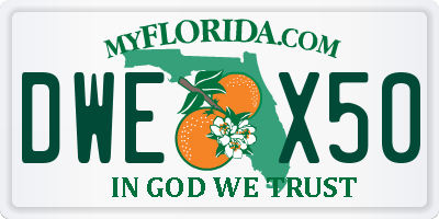 FL license plate DWEX50