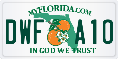 FL license plate DWFA10