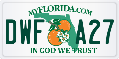 FL license plate DWFA27