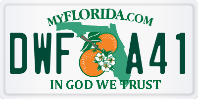 FL license plate DWFA41