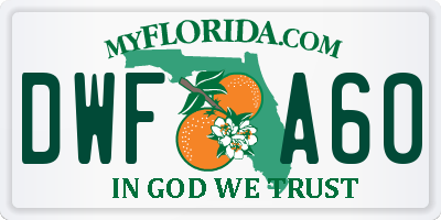 FL license plate DWFA60