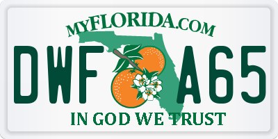 FL license plate DWFA65
