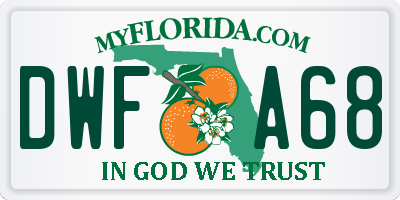 FL license plate DWFA68