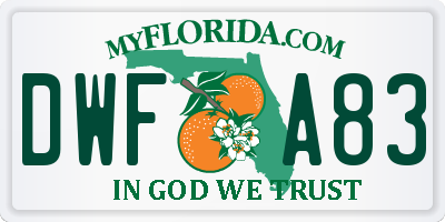 FL license plate DWFA83
