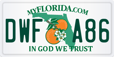 FL license plate DWFA86