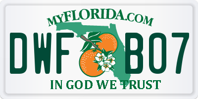 FL license plate DWFB07