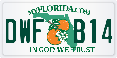 FL license plate DWFB14