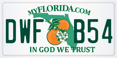 FL license plate DWFB54