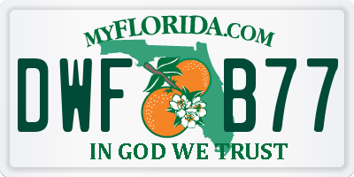 FL license plate DWFB77