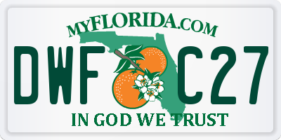 FL license plate DWFC27