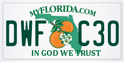 FL license plate DWFC30