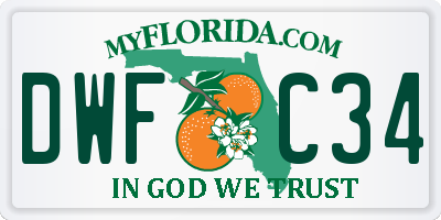 FL license plate DWFC34