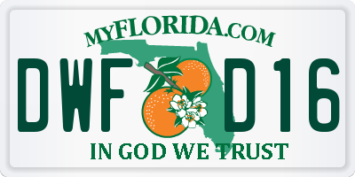 FL license plate DWFD16